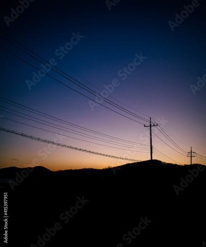 Sunset silhouette landscape 