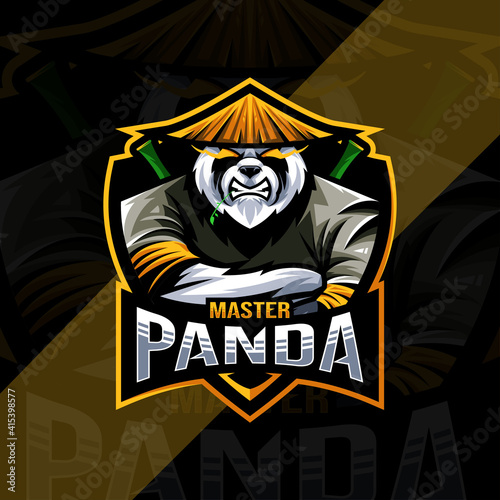 Master panda mascot logo esports design template