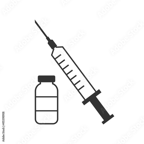 Syringe and bottle icon isolated on white background. Vector illustration