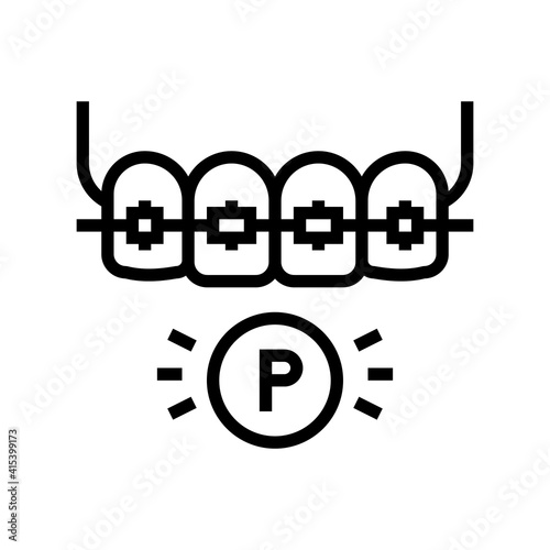 plastic material tooth braces line icon vector. plastic material tooth braces sign. isolated contour symbol black illustration