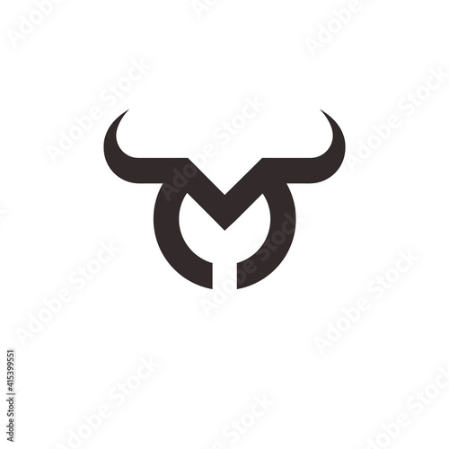initial M bull logo design vector