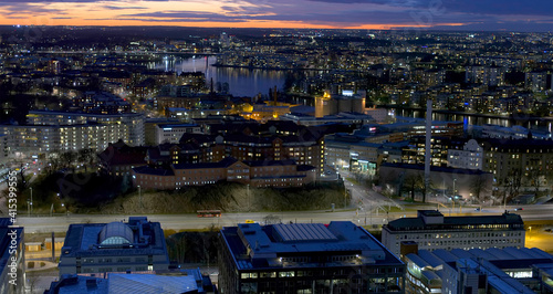 The beautiful area of Liljeholmskajen during sunset in central Stockholm  Sweden