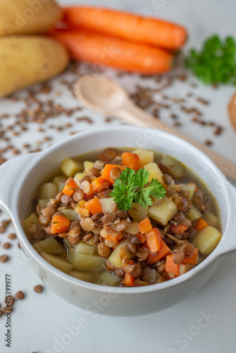 A bowl of lentil soup a delicious and common dish