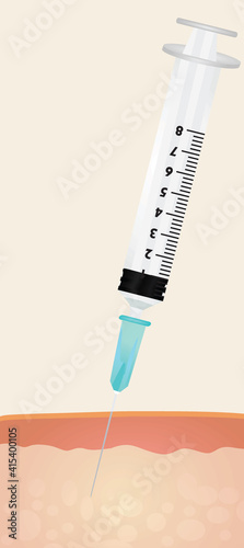 Vaccine injection to skin. vector illustration