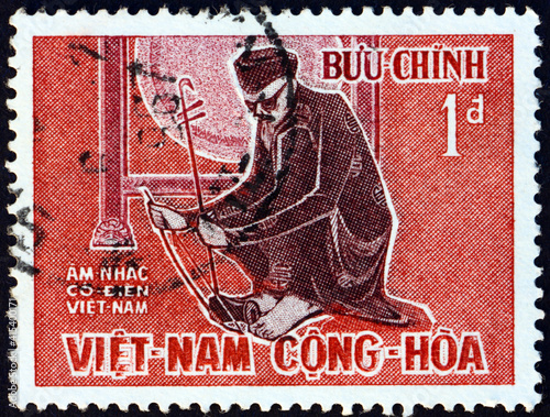 Postage stamp Vietnam 1966 man playing two-string violin