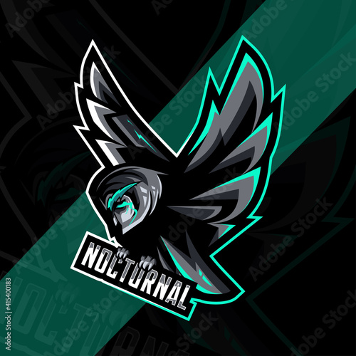 Nocturnal Owl bird mascot logo esport template design