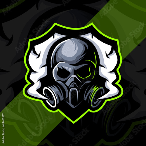 Toxic skull mascot logo esport design