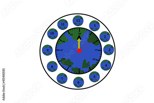 Clock-shaped planet earth illustration.