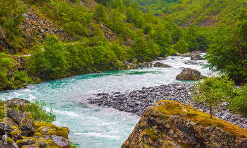 Beautiful turquoise river Utla Utladalen Norway. Most beautiful landscapes. photo
