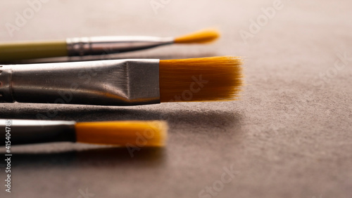set of art brushes for drawing. macro photos of brushes for drawing