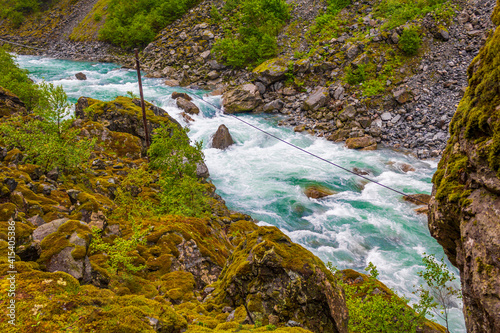 Beautiful turquoise river Utla Utladalen Norway. Most beautiful landscapes. photo