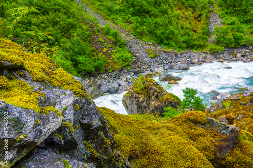 Beautiful turquoise river Utla Utladalen Norway. Most beautiful landscapes. photo