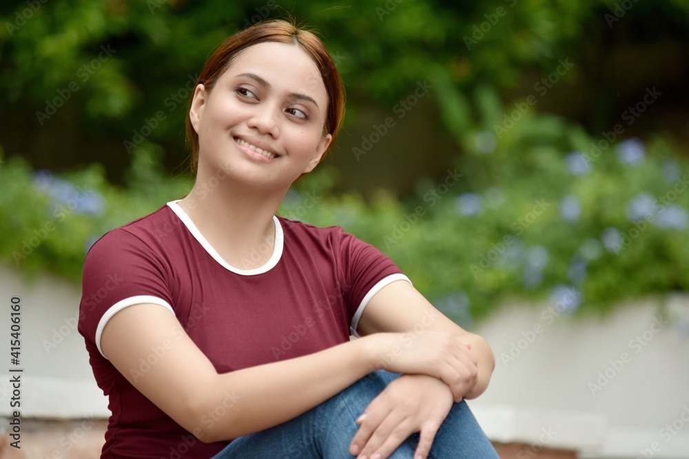 Obraz premium Youthful Minority Female And Happiness Sitting