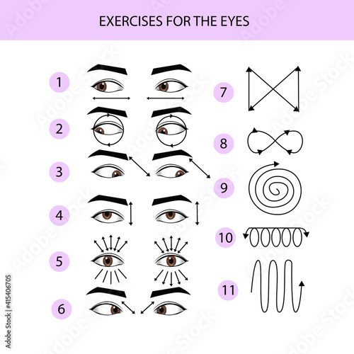 Eye Exercises, Visual Guidance, Vector Illustration