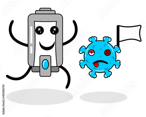 soap kills virus cartoon character illustration design