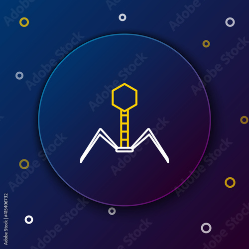 Line Bacteria bacteriophage icon isolated on blue background. Bacterial infection sign. Microscopic germ cause diseases concept. Colorful outline concept. Vector.