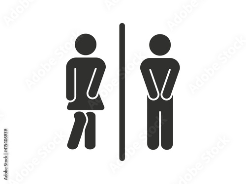 Funny characters for WC door. Vector black silhouette