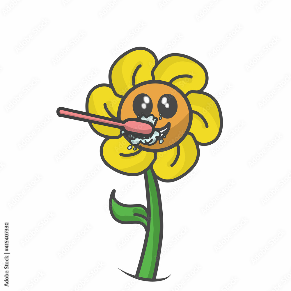 Obraz premium cute flower character design vector template illustration