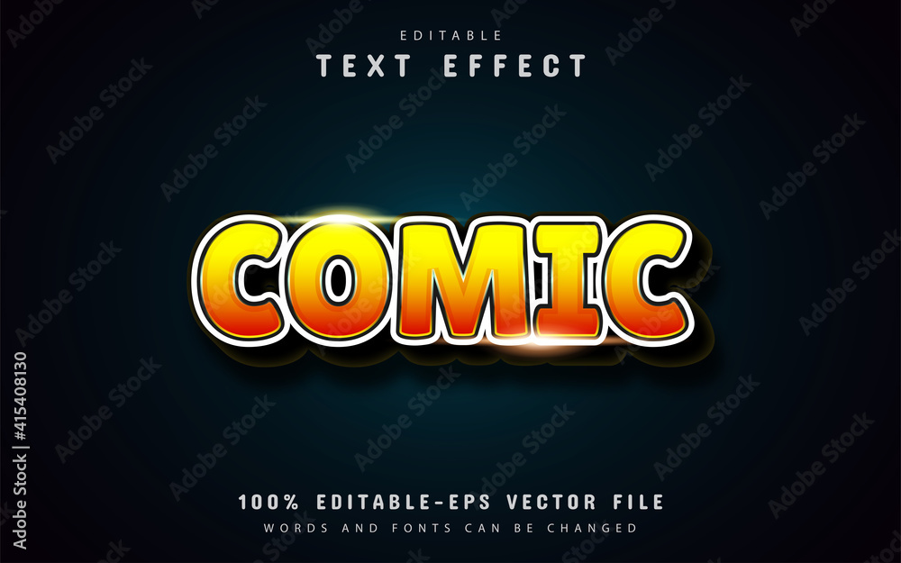 Comic text, orange gradient style text effect editable