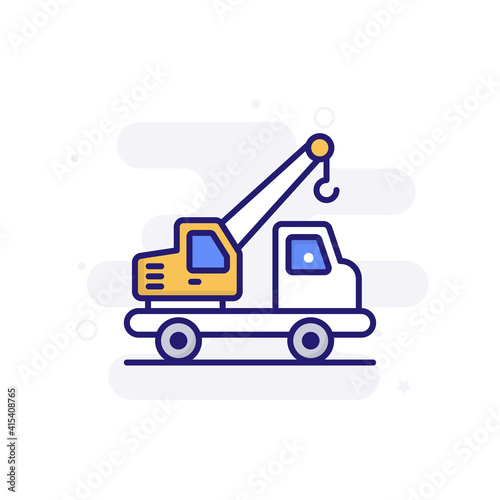 Crane Truck vector filled outline icon style illustration. EPS 10 file