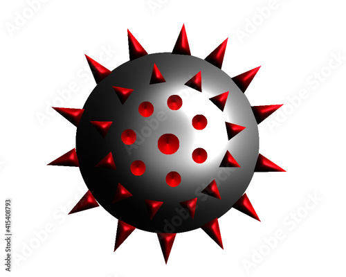 Covid 19 Molecule Grey and Red 3D Spike Protein Vector