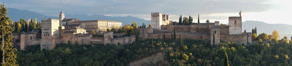 Panoramic view on Alhambra palace in Granada, Spain Panoramic view on Alhambra palace in Granada, Spain