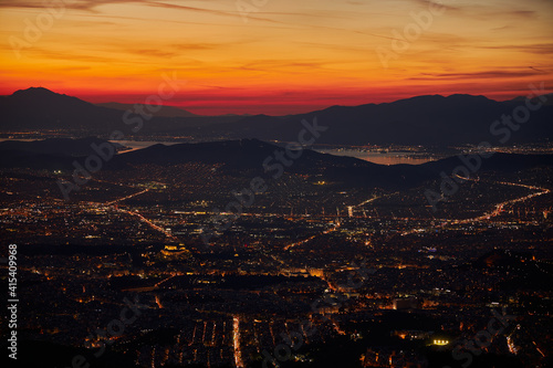 Athens of Greece at sunset before the night