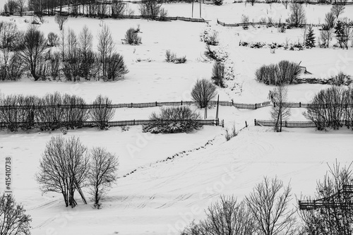 the winter rural landscape in the Carpathian mountains © oksix