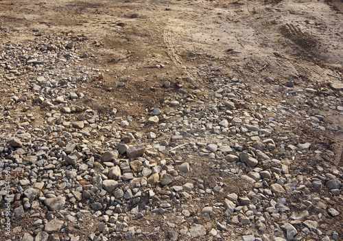 Rocks and sand at a road construction site