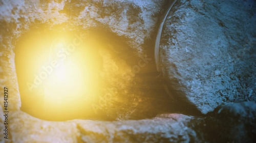 Tomb of Jesus. The Light of the Resurrection fills the empty tomb.