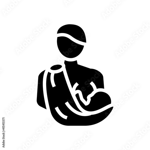 mother feeding newborn baby glyph icon vector. mother feeding newborn baby sign. isolated contour symbol black illustration