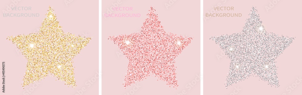 Sparkling glitter star isolated on pink background with space for text. For social media posts, mobile apps, banners design and for web, internet. Glitter style. Vector set. Sparkling glitter star isolated on pink background with space for text. For social media posts, mobile apps, banners design and for web, internet. Glitter style. Vector set.
