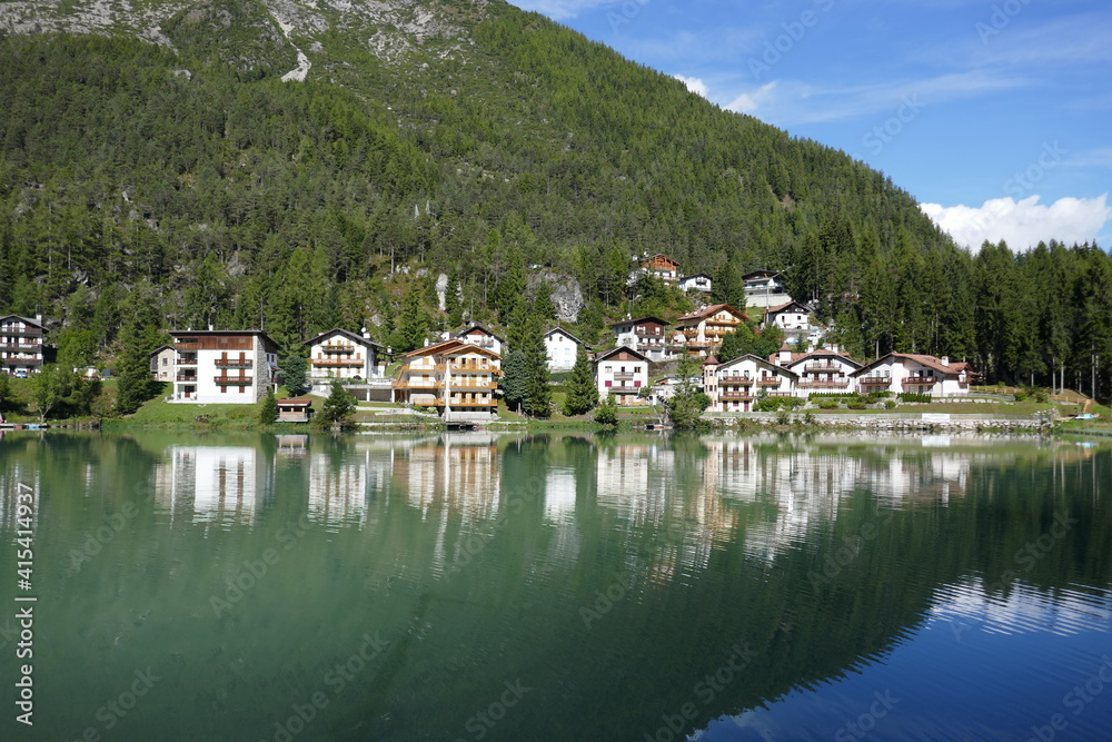 the Lago Alleghe, Dolomites, South Tyrol, Italy, September