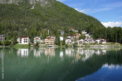the Lago Alleghe, Dolomites, South Tyrol, Italy, September
