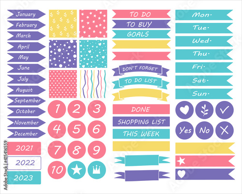 Cute planner stickers, Colorful planner stickers.
