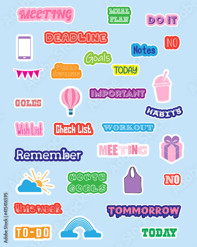 Cute planner stickers, Colorful planner sticker.