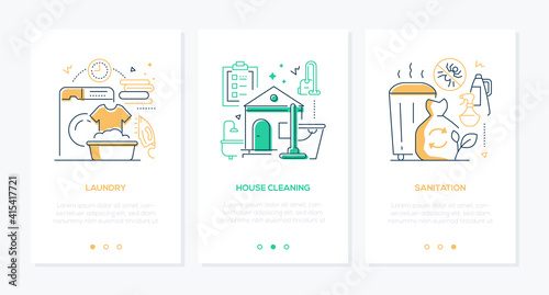 Housekeeping services - line design style web banners