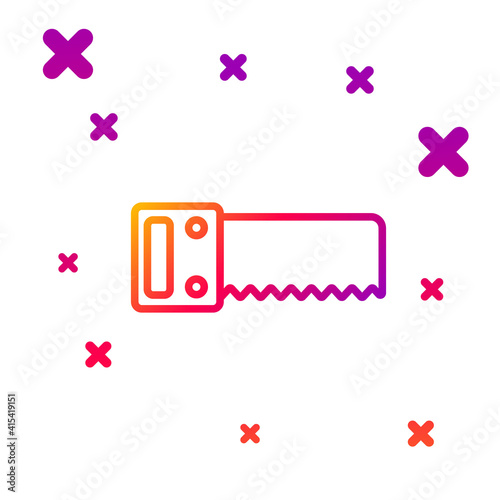 Color line Hand saw icon isolated on white background. Gradient random dynamic shapes. Vector.