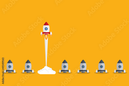 Bild auf Leinwand Think differently - Being different, taking risky, move for success in life -The graphic of rocket also represents the concept of courage, enterprise, confidence, belief, fearless, daring