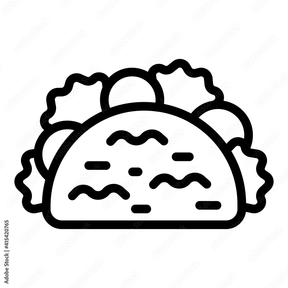 Taco food icon. Outline taco food vector icon for web design isolated on white background Taco food icon. Outline taco food vector icon for web design isolated on white background