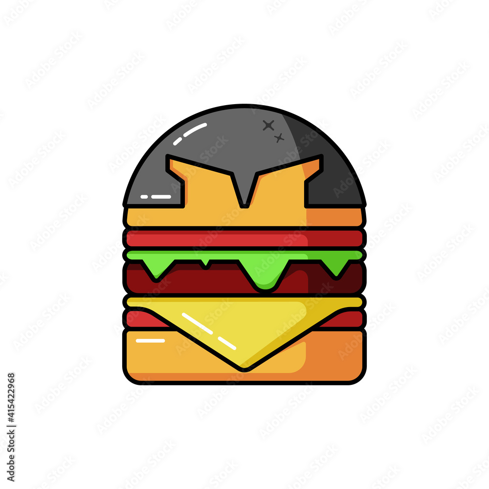 Burger with spartan helmet cartoon vector illustration Burger with spartan helmet cartoon vector illustration