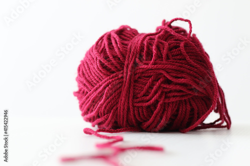 red wool yarn ball
