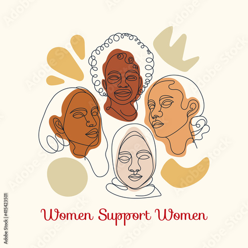 Women's Support Women's Hand Drawing Face Abstract