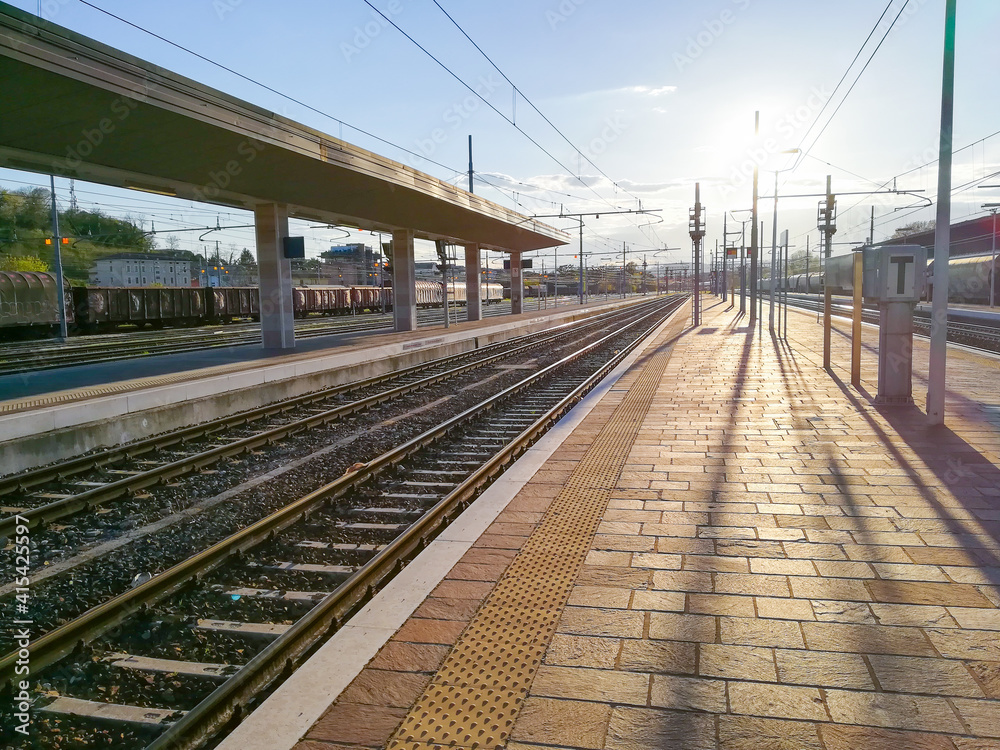 Train tracks perspective view