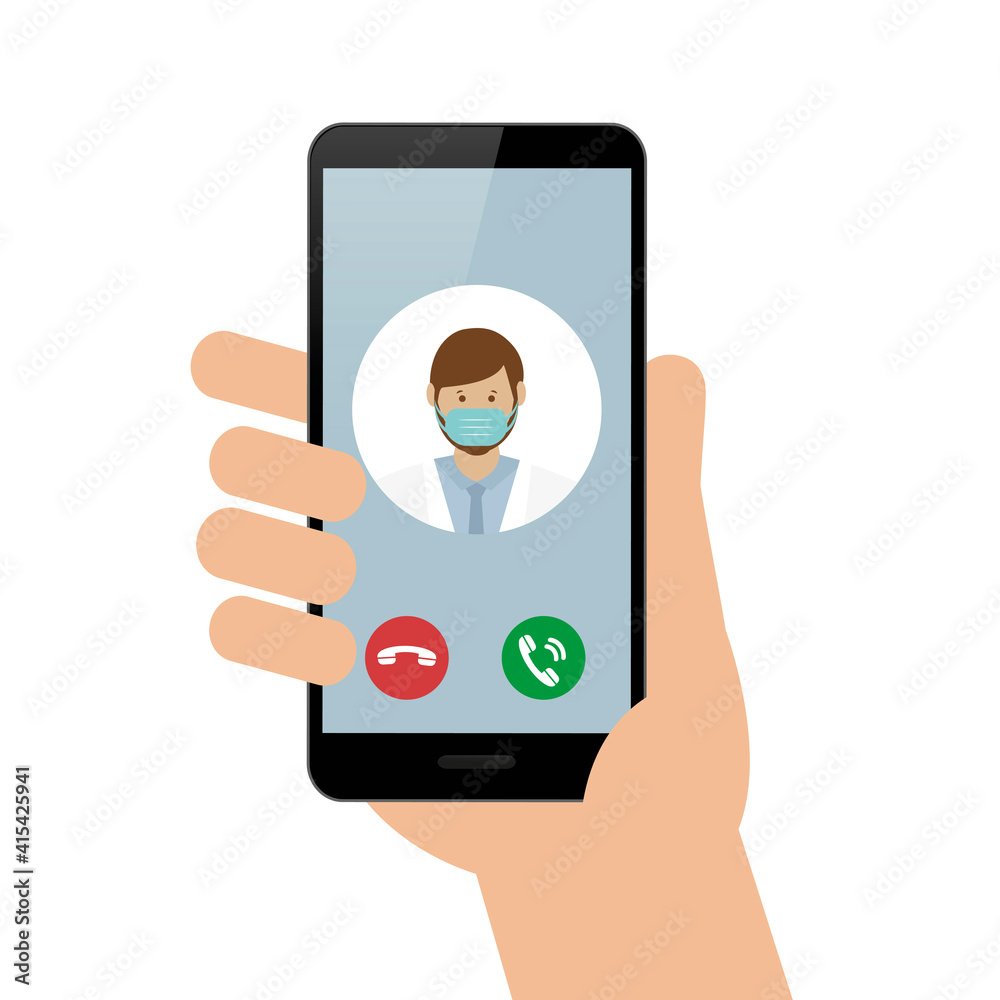 person calling doctor with smartphone cell vector illustration EPS10 person calling doctor with smartphone cell vector illustration EPS10