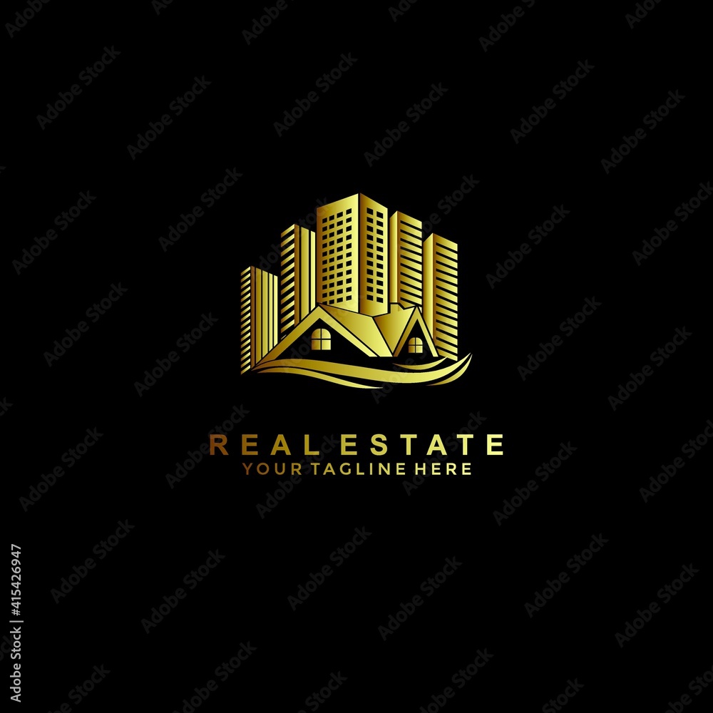 business real estate building and architecture logo design vector