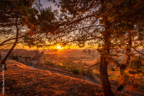 Beautiful Sunset in Mazzarino, Caltanissetta, Sicily, Italy, Europe
