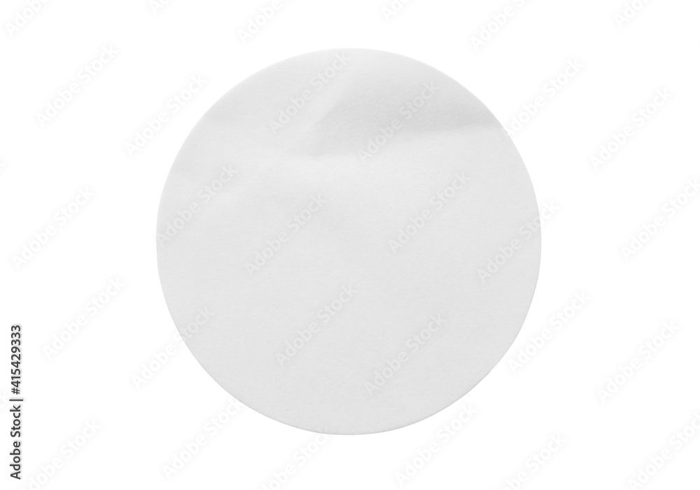 Blank white round paper sticker label isolated on white background Blank white round paper sticker label isolated on white background