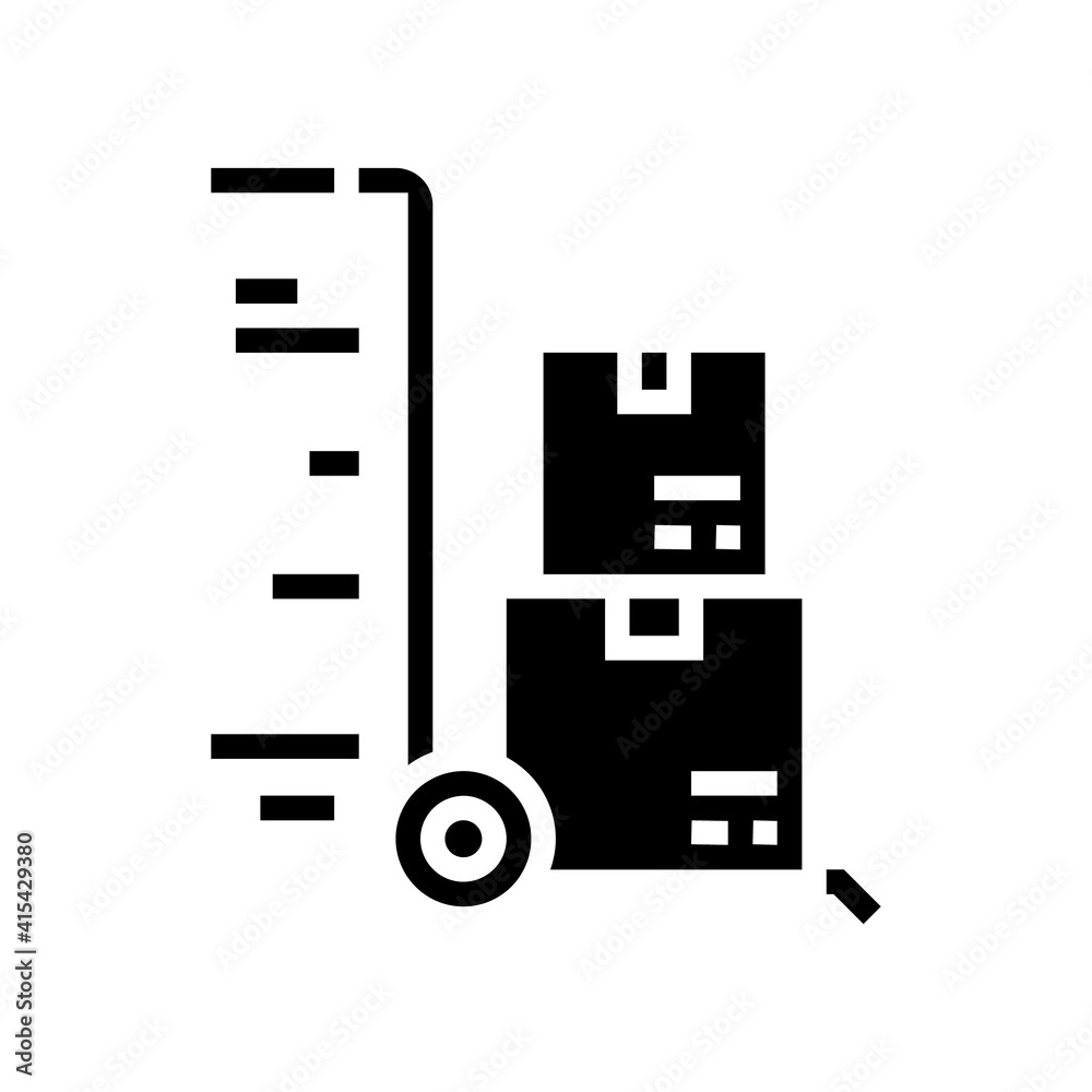 warehouse cart parcels free shipping glyph icon vector. warehouse cart parcels free shipping sign. isolated contour symbol black illustration