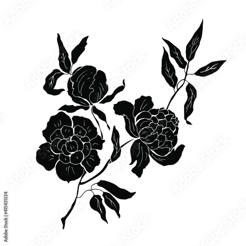 Black silhouette of a peons. Vector illustration.